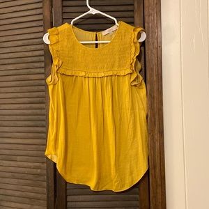 Shirred blouse (true color mustard rather than yellow/gold)